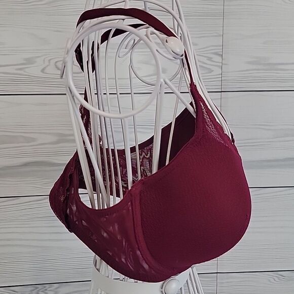 Auden racerback underwire bra with front closure - burgundy red Size 36D - Picture 4 of 9